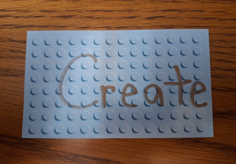 Create handwritten on note card with LEGO print